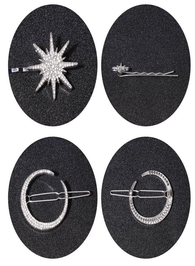 phnydreg 3Pcs Rhinestone Moon Star Hair Clips Metal Bobby Pins Vintage Crystal Hairpins for Women Girl Wedding Birthday - Image 3